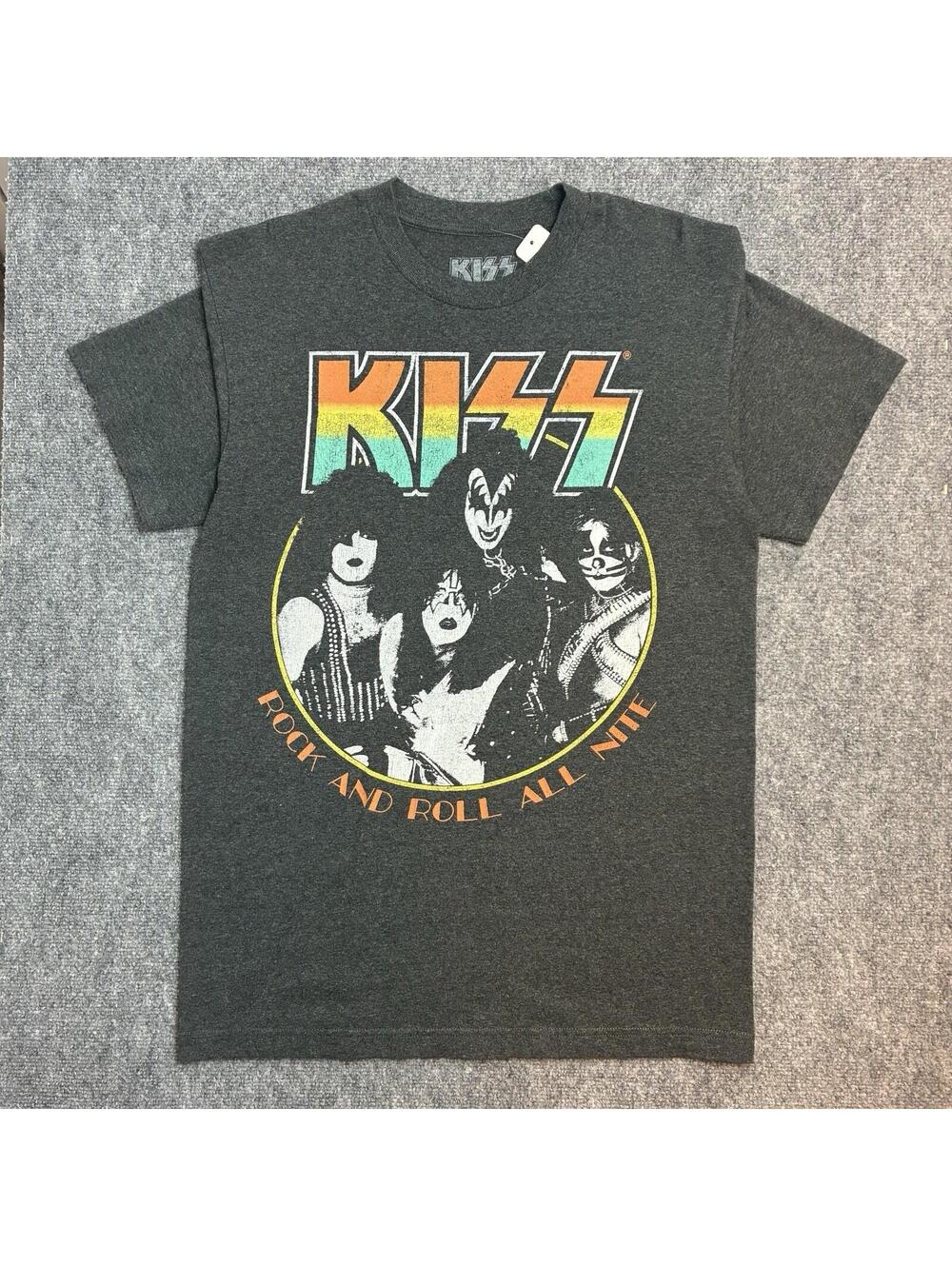 Kiss Heather Gray Rock And Roll All Night Large Print Graphic T Shirt